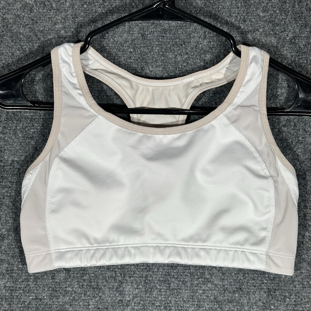 New Balance NB Dry White Beige Racerback Sports Bra Medium 34CD-36C Molded Cups